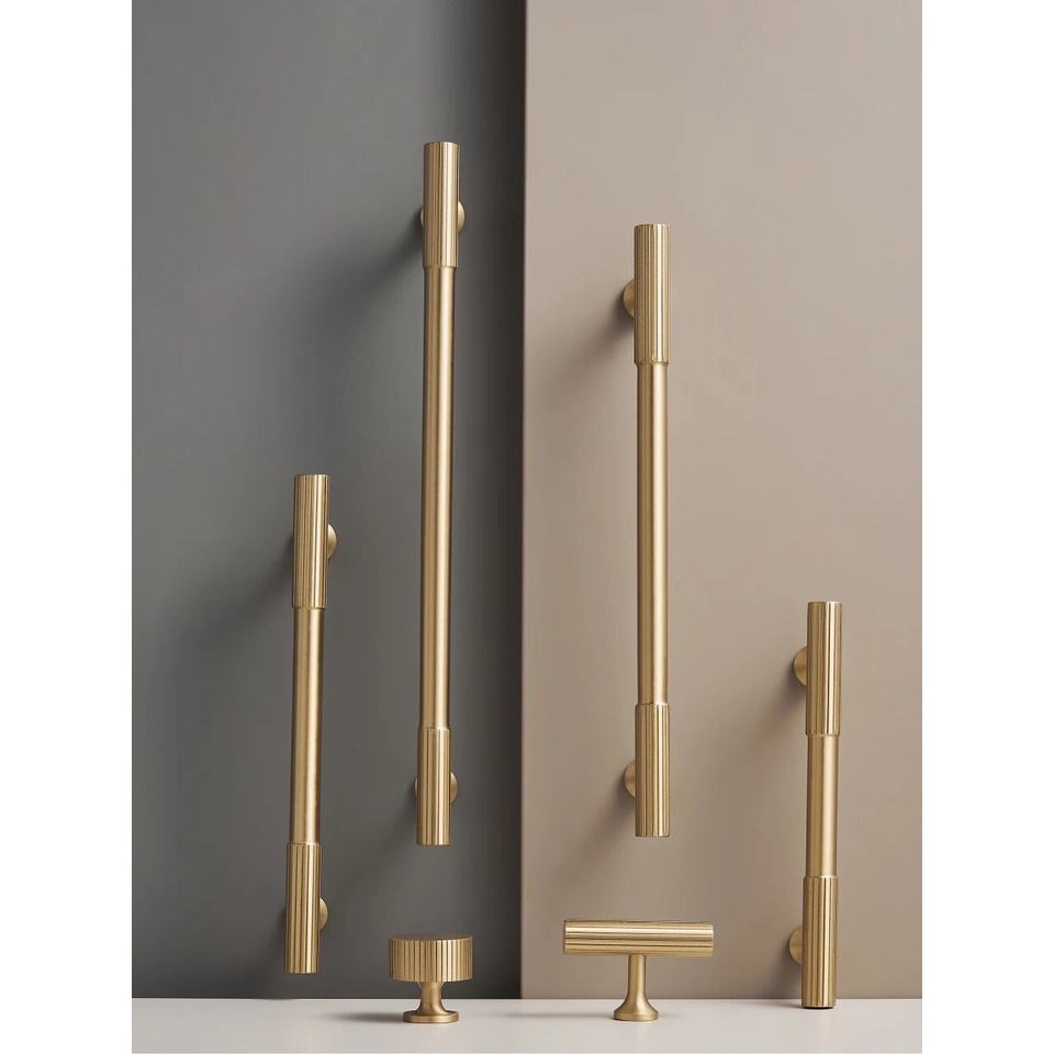 Solid Brass Art Deco Vertical Lines Linear Kitchen Cabinet Knobs T Bars ...