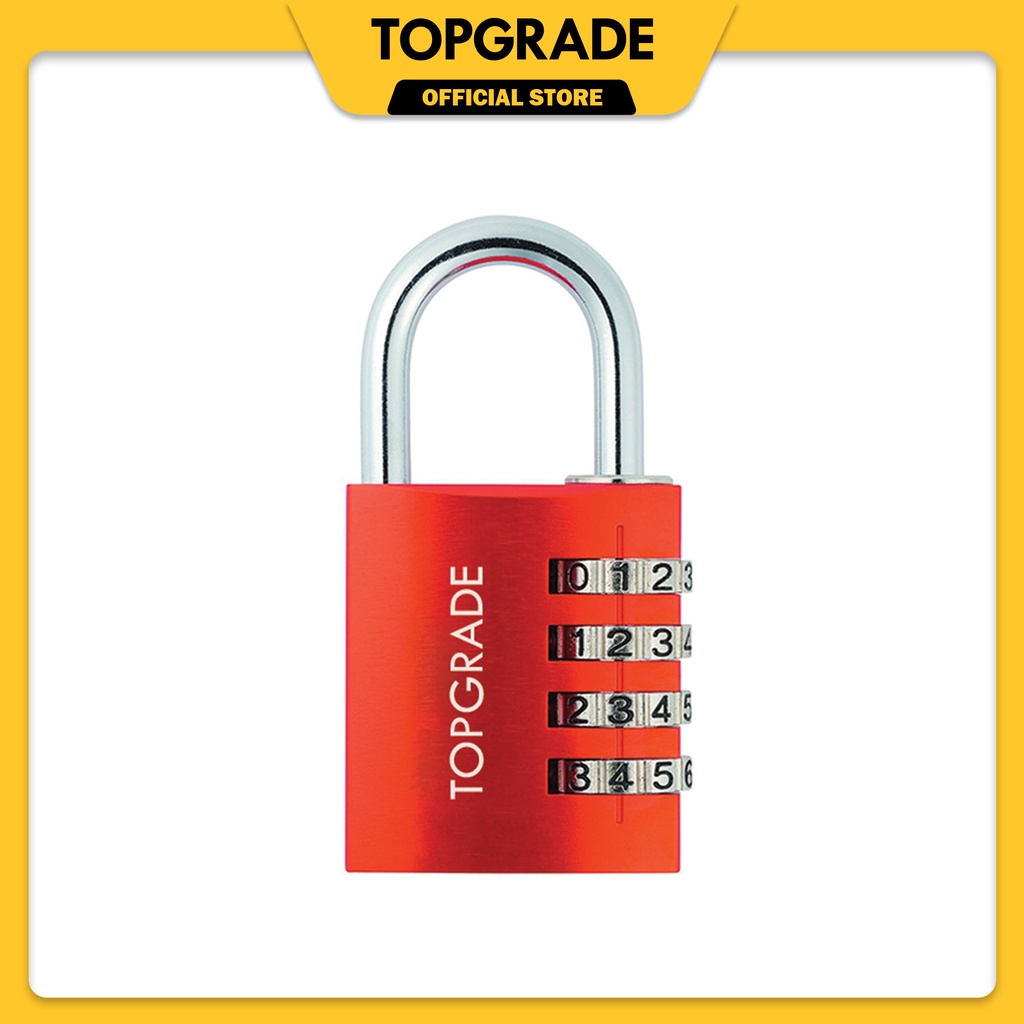 TOPGRADE TP2214-Red Heavy Duty Luggage Combination Aluminum Padlock 214 ...