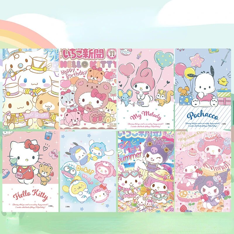 8 Pcs/set of Anime Poster Stickers Melody Sanrio Hello Kitty Kulome ...