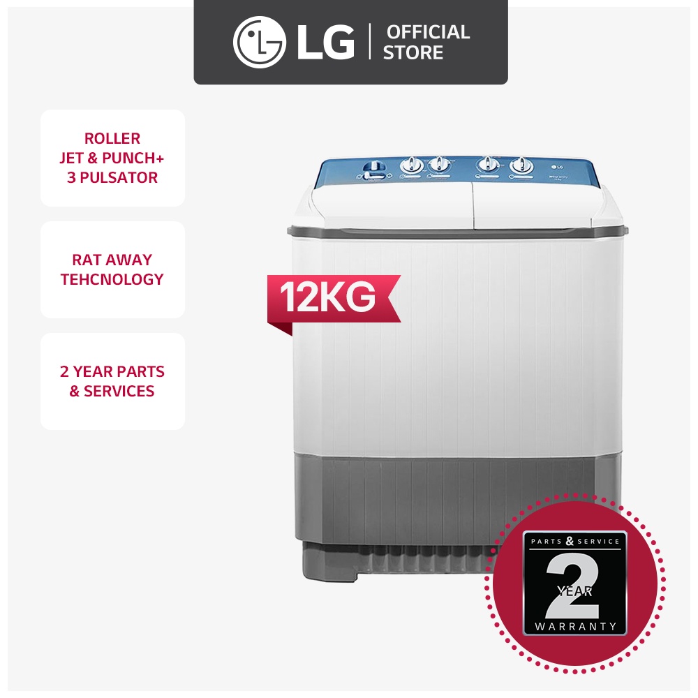 LG Washing Machine Premium Twin Tub 12.0 kg Wash Capacity PT1200R