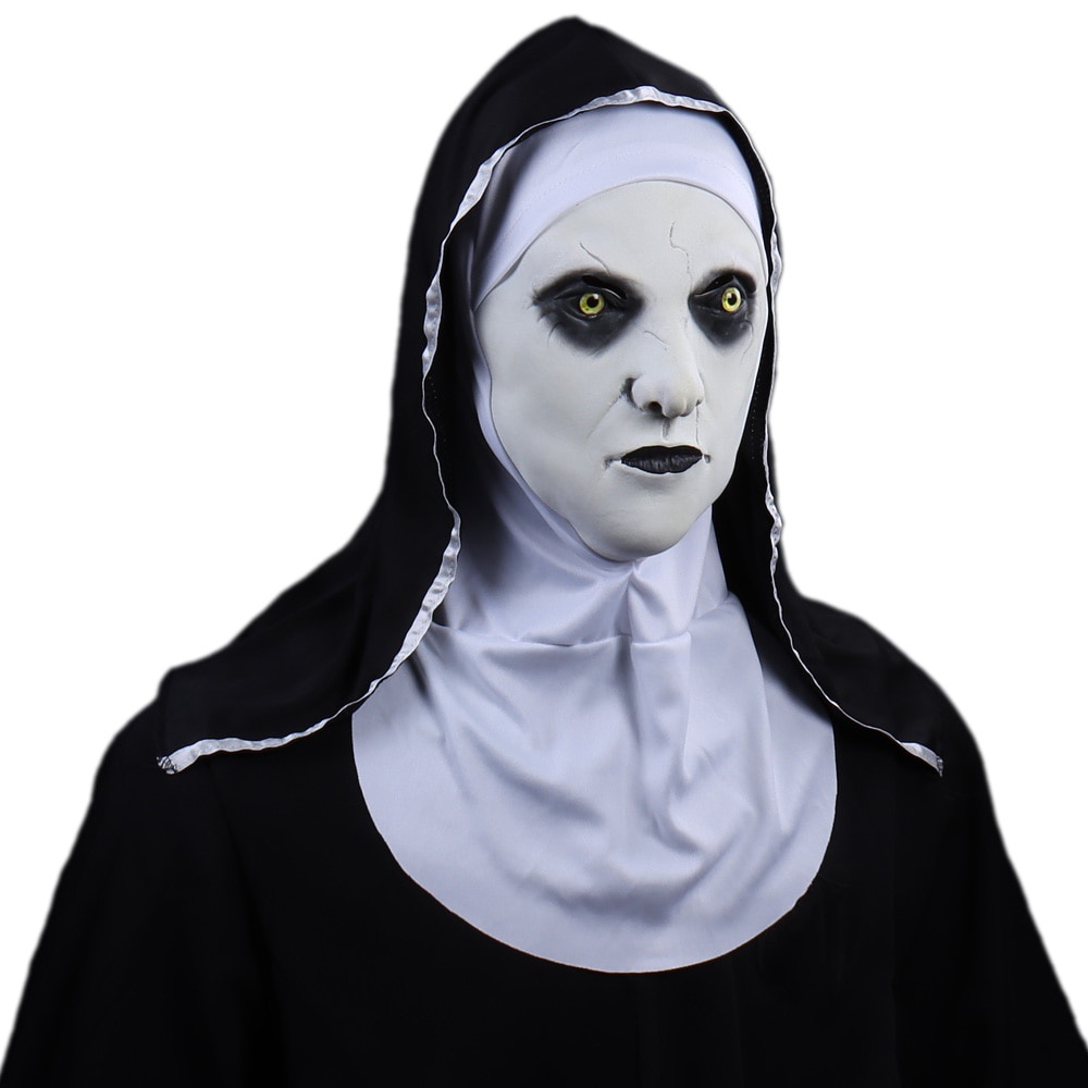 Horror Nun Mask Cosplay Scary Valak Ghost Face Full Face Latex Helmet 