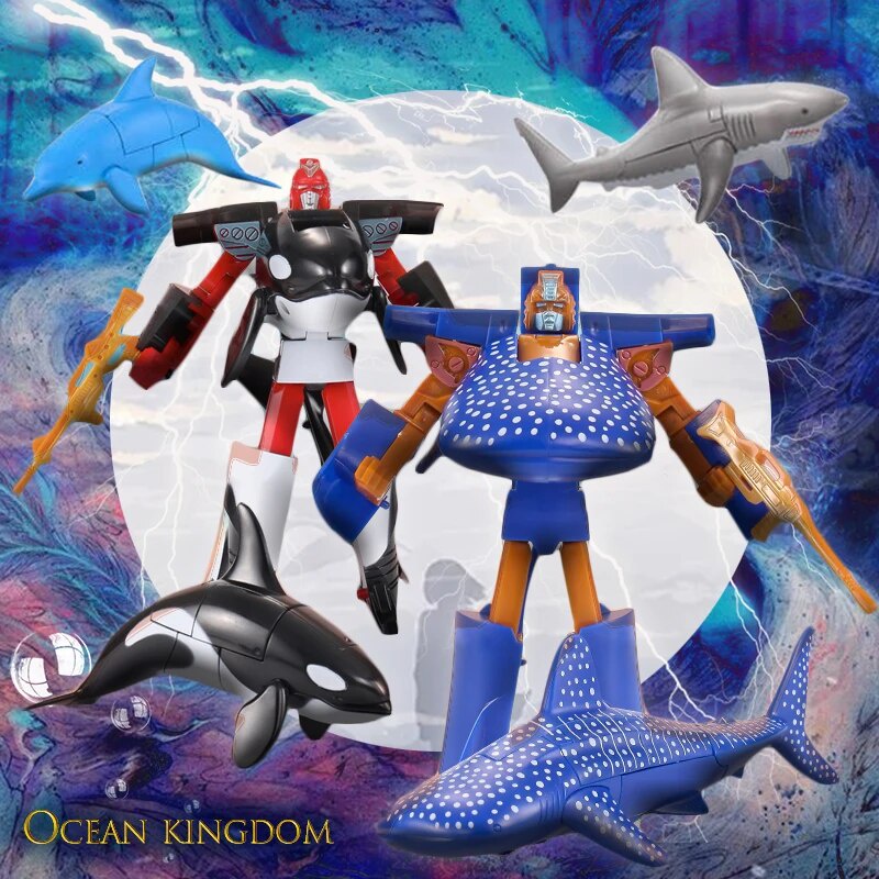 06M Transformation Sea Life Robot Toys Killer Whale Dolphin Great White ...