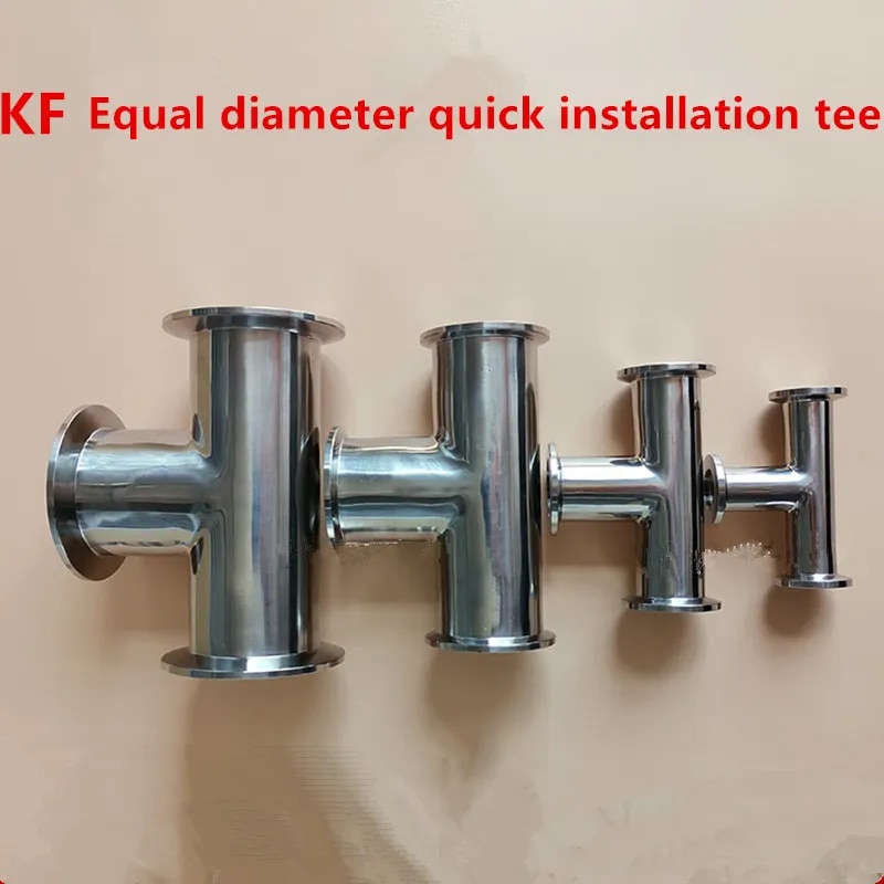 Stainless steel quick-loading three-way KF vacuum three-way flange ...