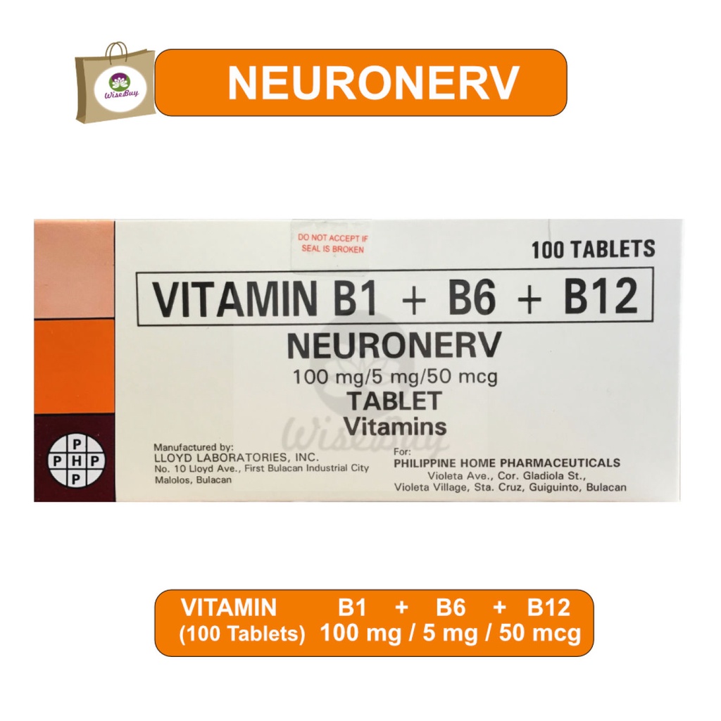NEURONERV B COMPLEX (VITAMIN B1+B6+B12) 100 TABLETS Expiry 08/25