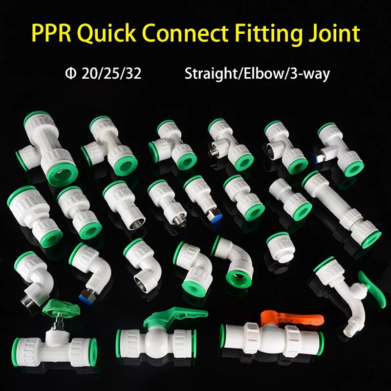 20/25mm PPR Quick Connect Pipe Fitting Male Female Straight/Elbow/3-way ...