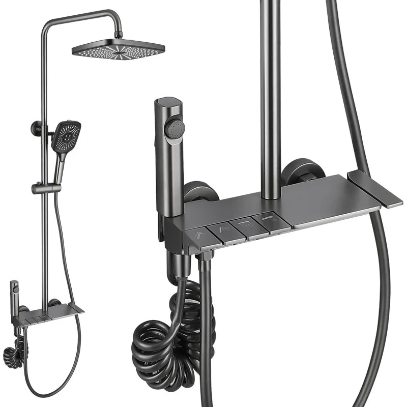 Bathroom Shower Full Set Gray Bathtub Shower System Rain Pressurized ...