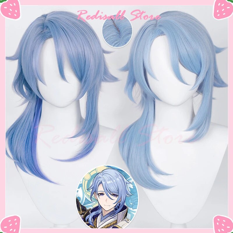 956 2 Colors Genshin Impact Kamisato Ayato Cosplay Wig Blue Long ...