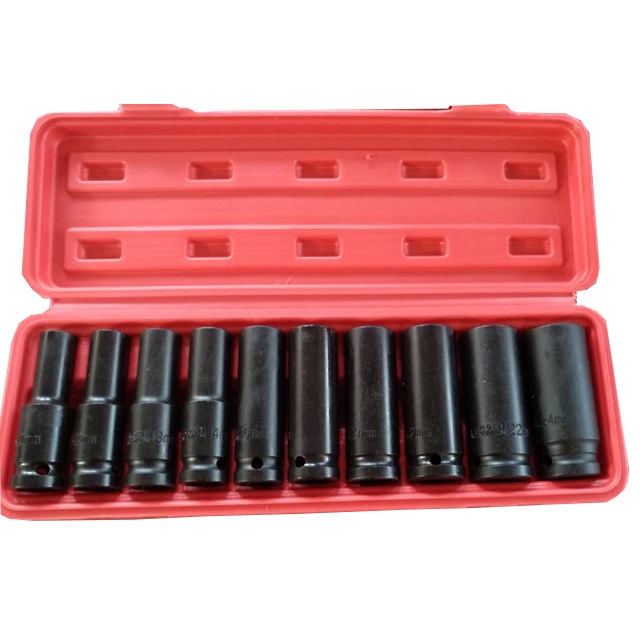 High Quality 10pcs 1/2" Deep Impact Socket Set Heavy Duty Socket Wrench