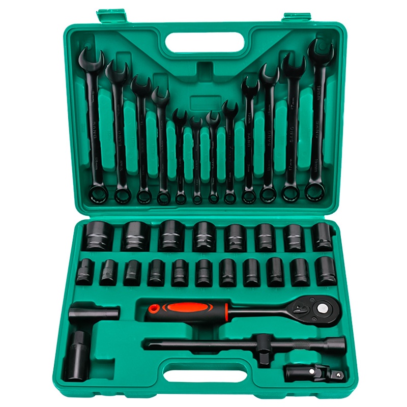 37Pcs 1/2 Inch Drive Heavy Duty Socket Wrench Black Impact Socket Set