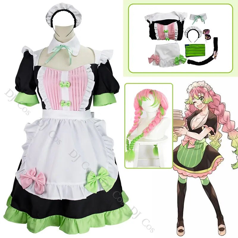 52E Anime Demon Slayer Kanroji Mitsuri Cosplay Costume Lolita Sexy Maid ...