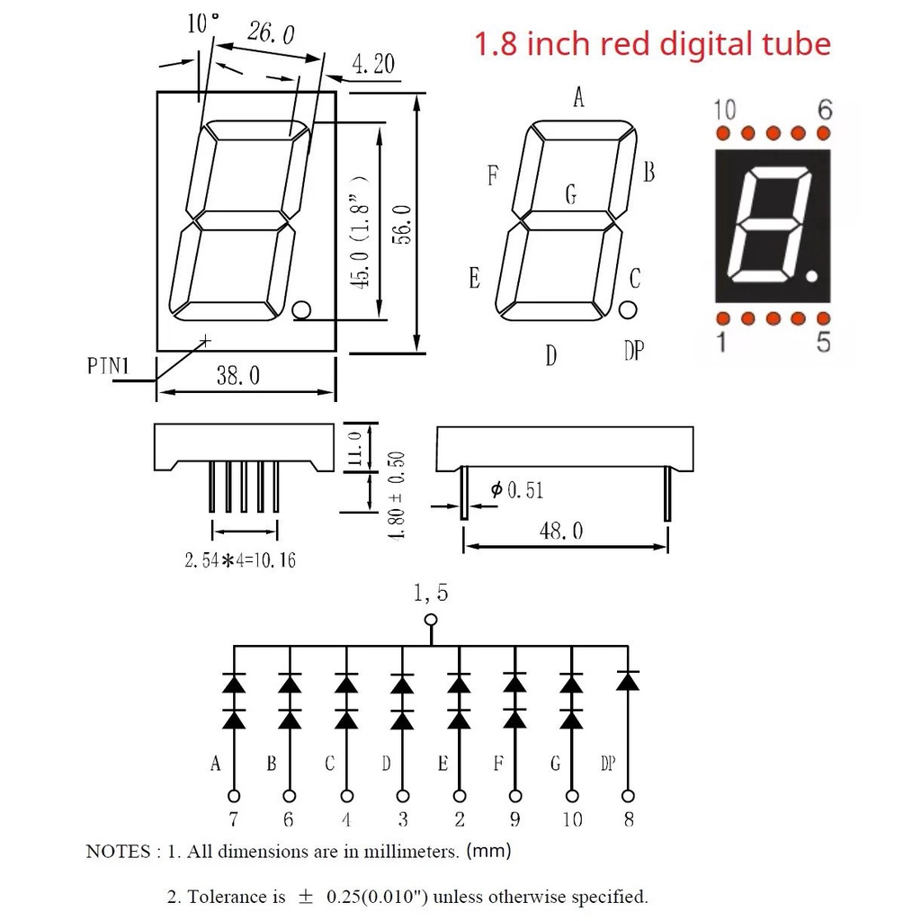 DC 12V 24V 1.8 inch 1-4 Bit ASCII Characters Letters Display Module ...