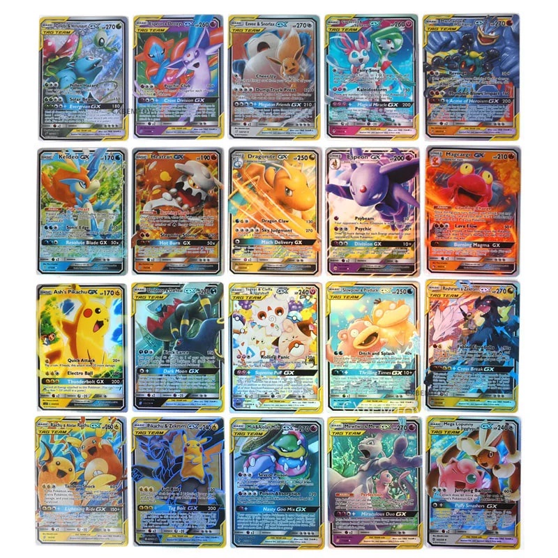 98E 100pcs English Pokemon Cards GX TAG Team Vmax EX Mega Energy