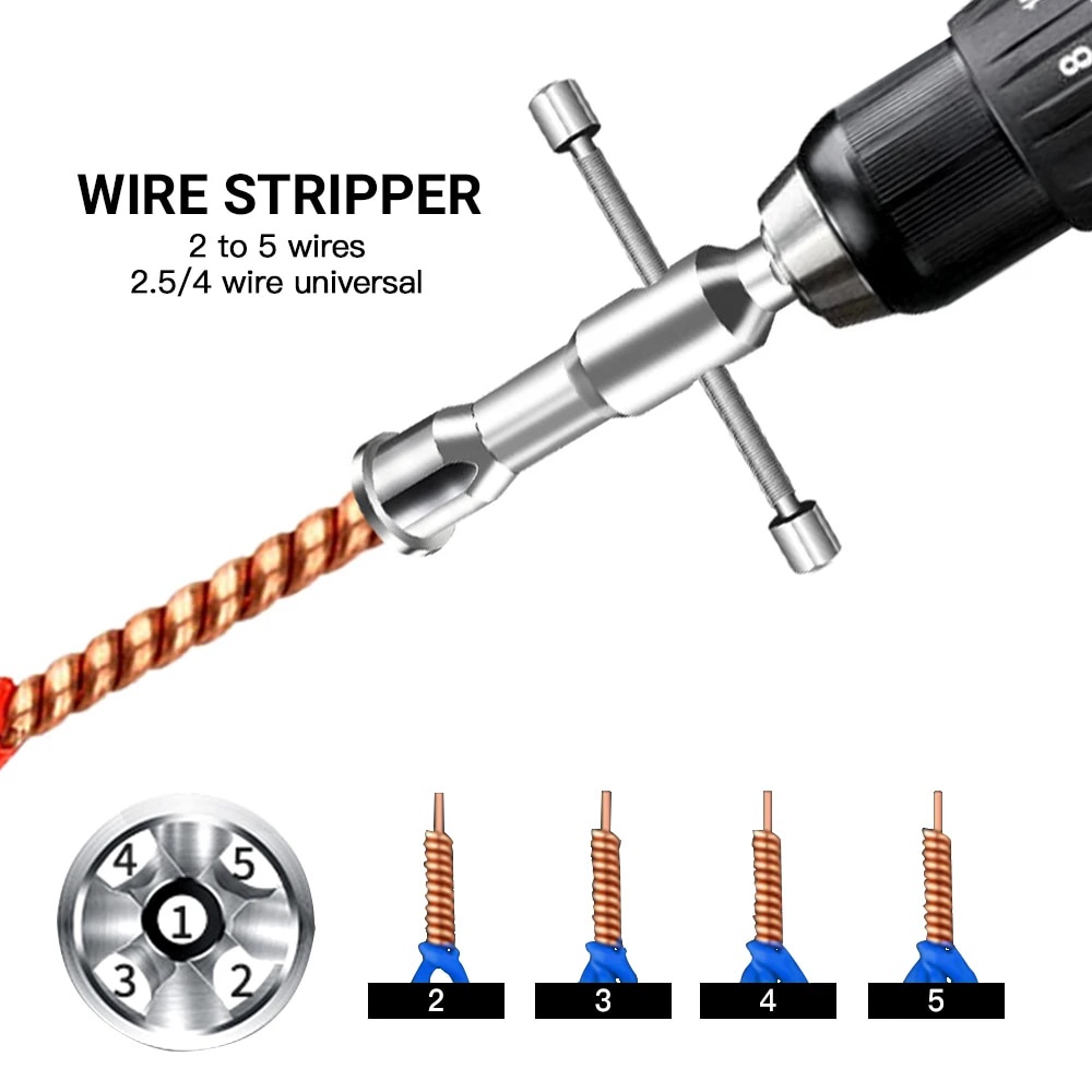 -Automatic Wire Stripper Twisted Wire Tool Cable Peeling Twisting ...