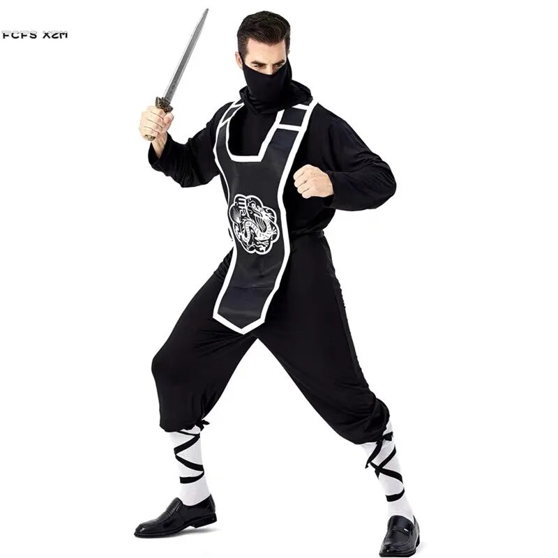 416 Black Men Warrior Cosplay Halloween Ninja Costumes Carnival Purim ...