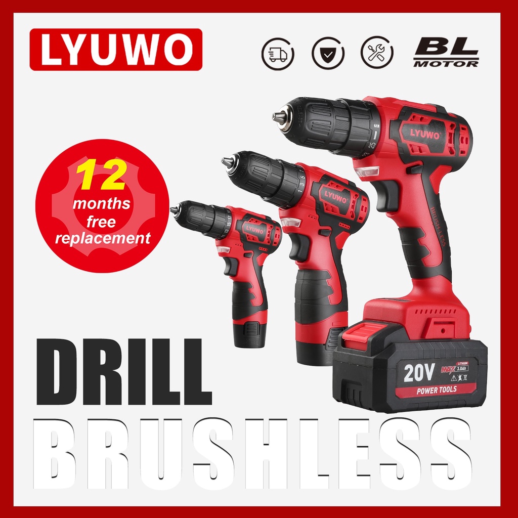 LYUWO Brushless Wireless Drill Bit Electric Screwdriver Mini Electric