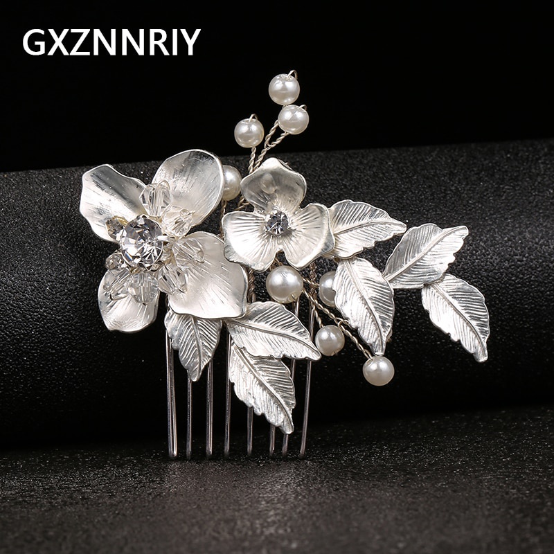 ~handmade Leaf Flower Pearl Hair Combs Clips Bridal Wedding Accessories