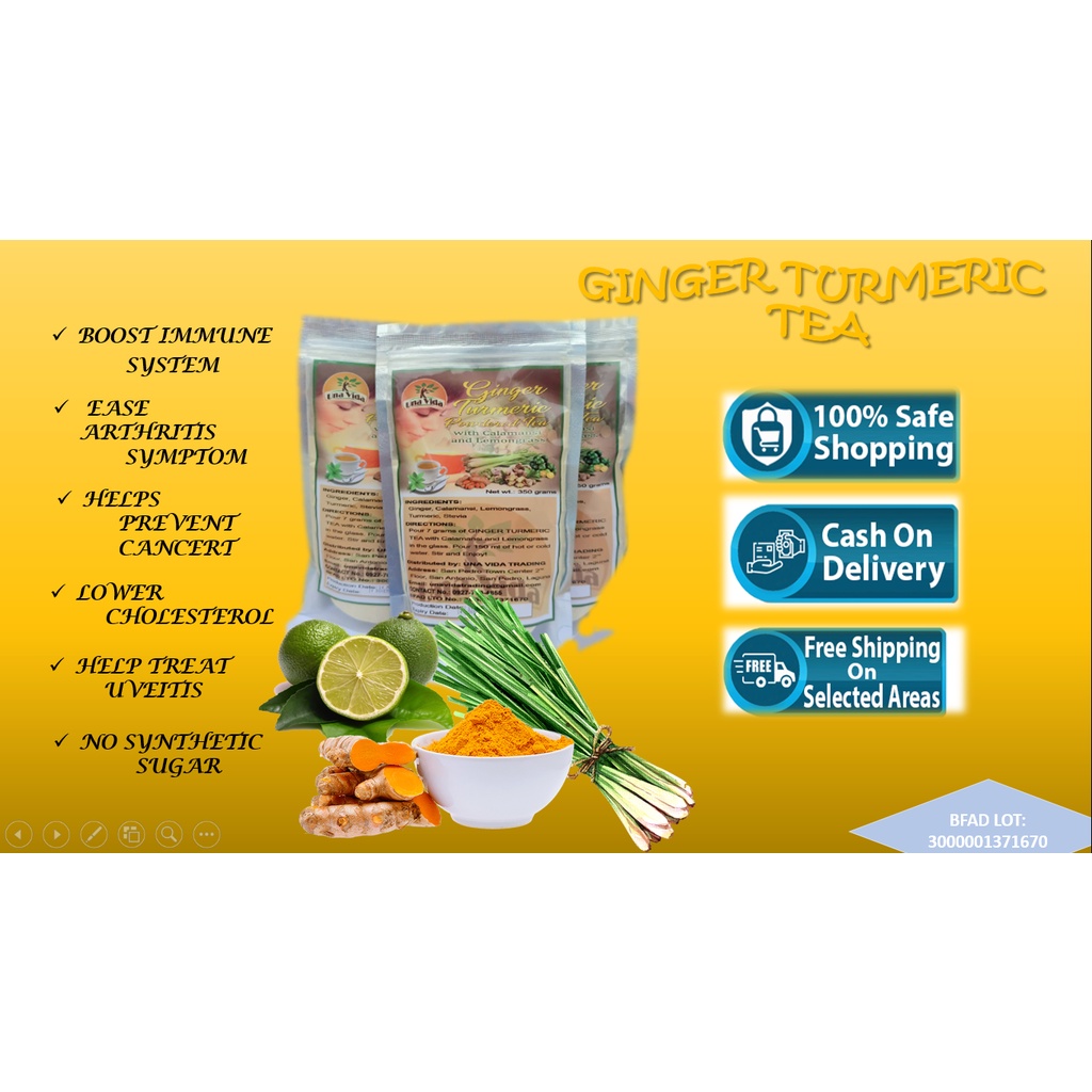 Set of 3 Packs 350 grams of Una Vida Ginger Turmeric Powdered Tea with