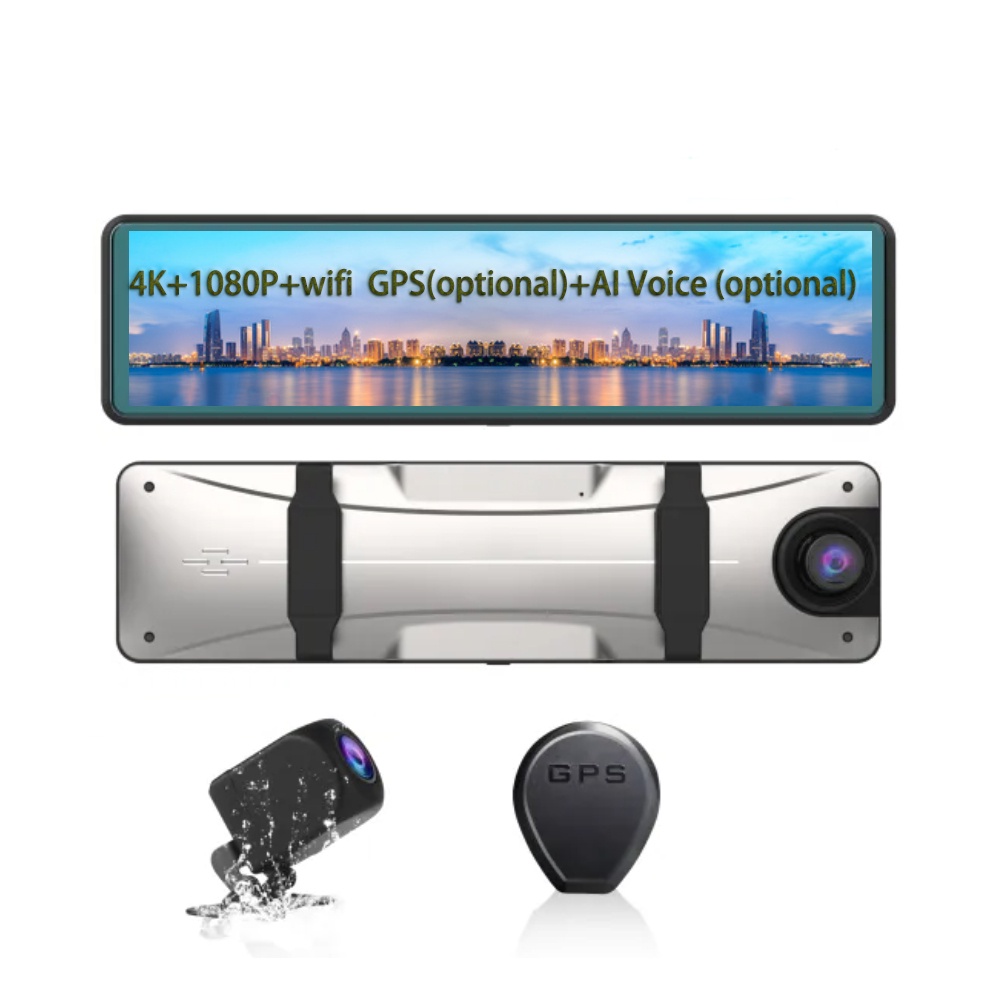 4K 12 Inch Car Rear View Mirror WIFI Dash Cam DVRS Super HD 3840*2160P ...
