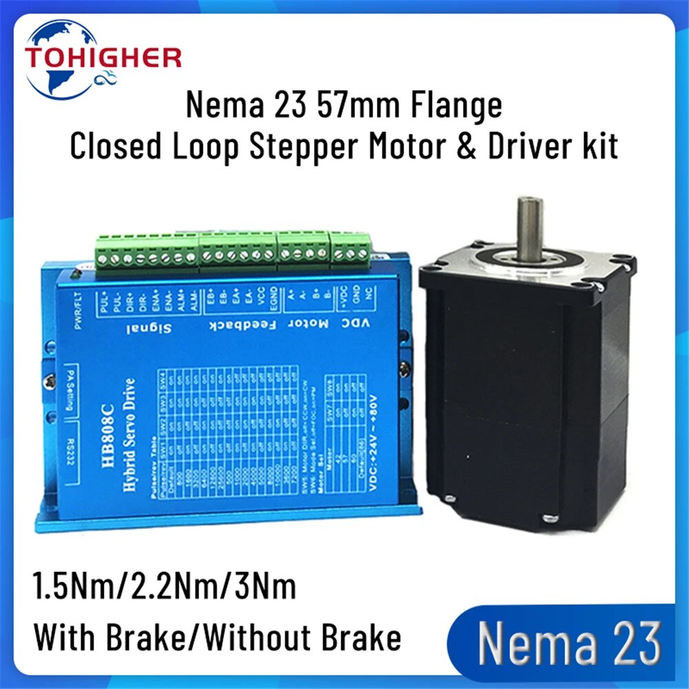 57o DC Nema23 Closed Loop Stepper Motor Kit 2 Phase 1.5Nm,2.2Nm,3Nm 3A ...