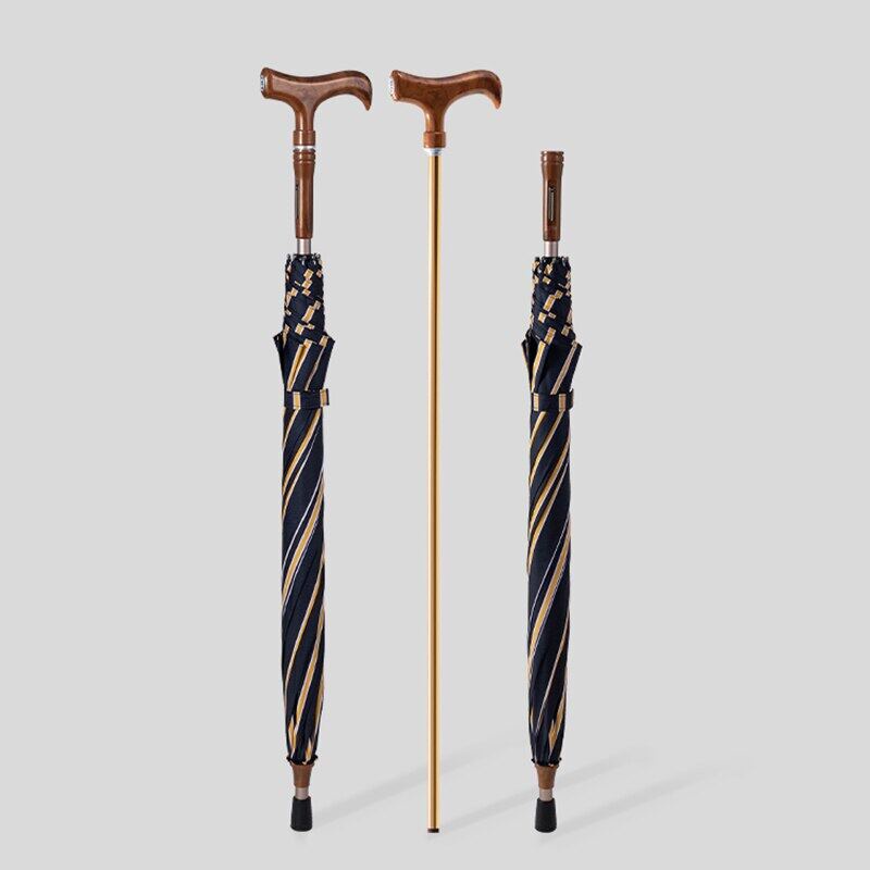 2024 Outdoor Umbrella Crutches Rain Walking Cane Men Umbrella LED
