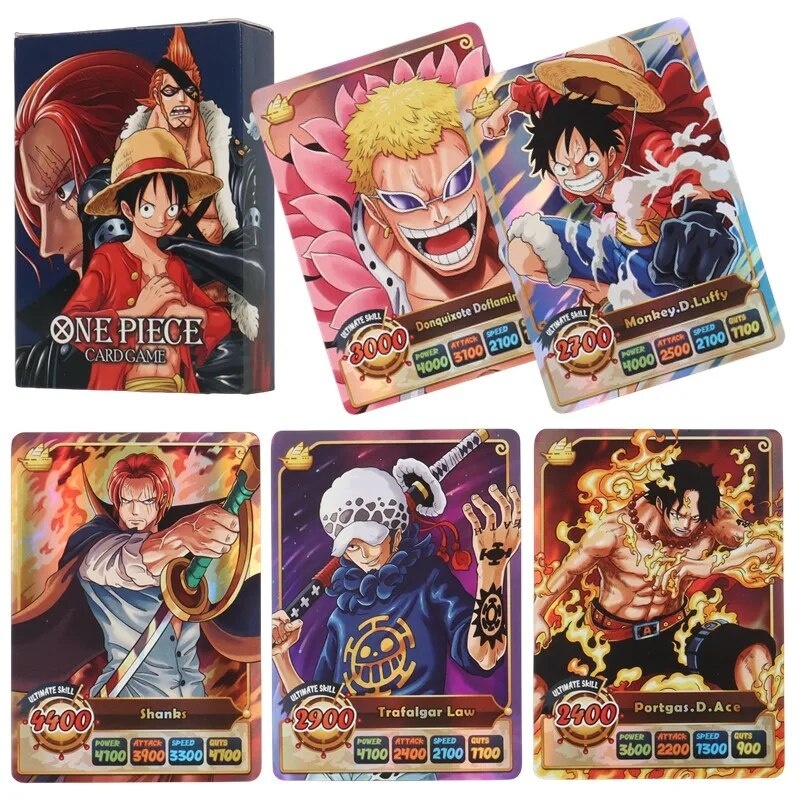 50Pcs One Piece Card English Version Holographic SSR Collection Cards ...