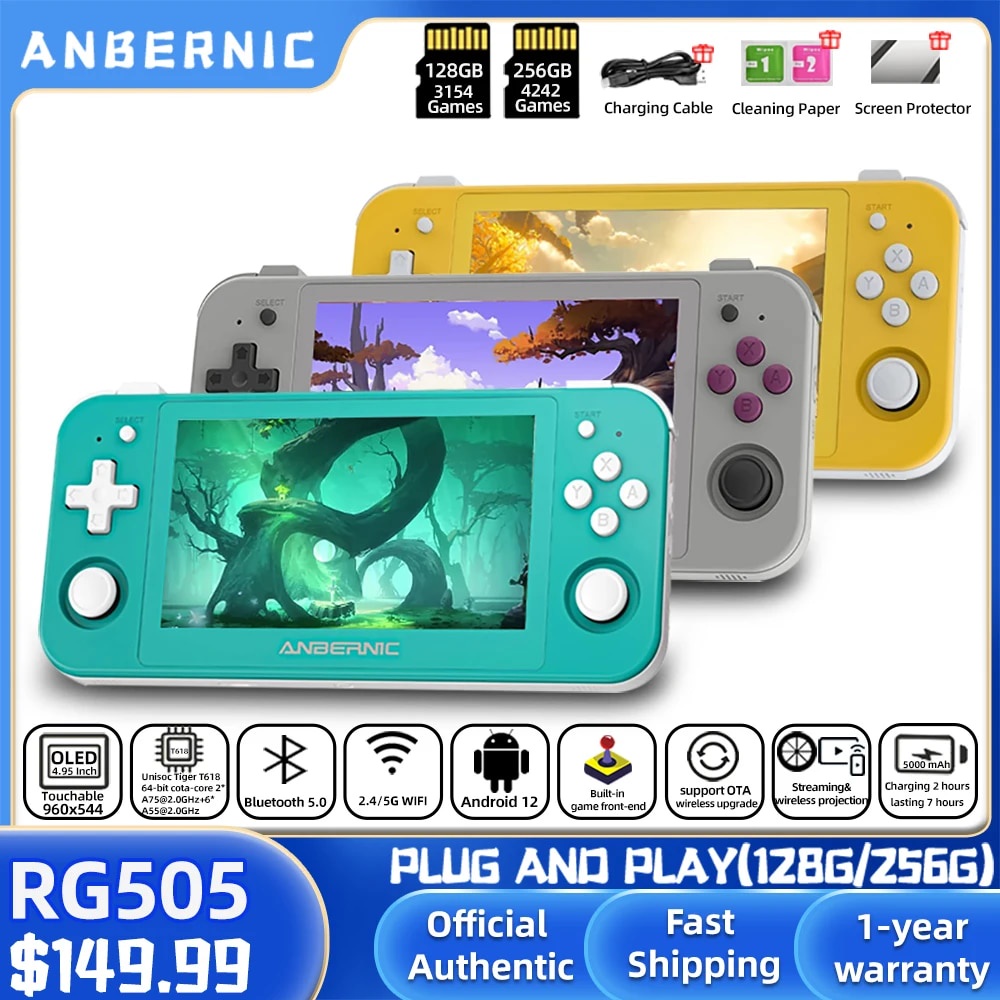 ❦ANBERNIC RG505 New Handheld Game Console Android 12 System