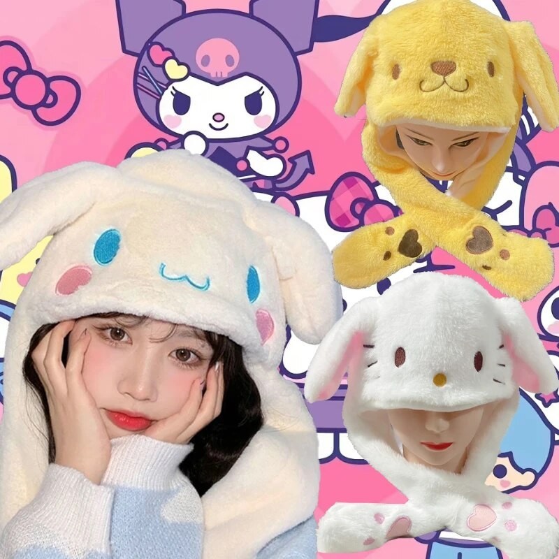 Kawaii Sanrio Pompompurin Cinnamoroll Can Moveing The Ears Hat ...