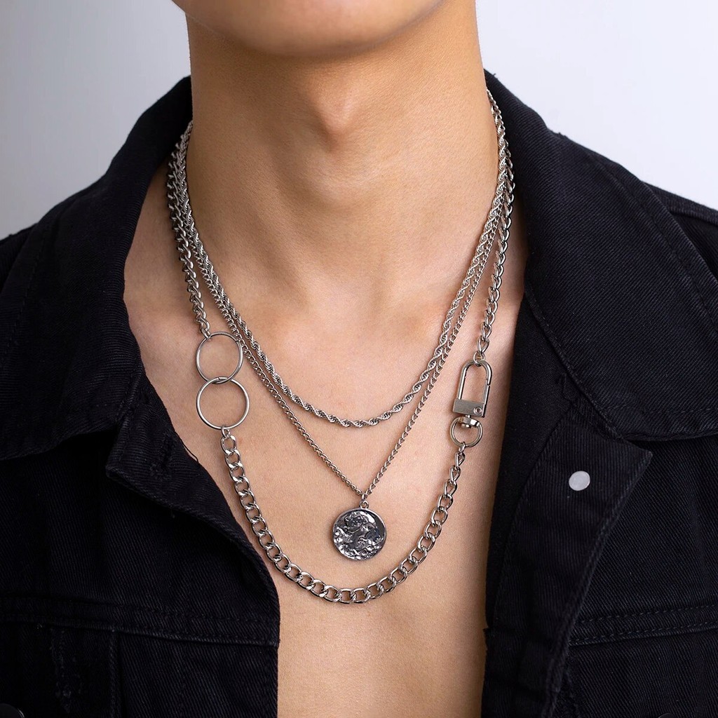 Layered necklace online mens