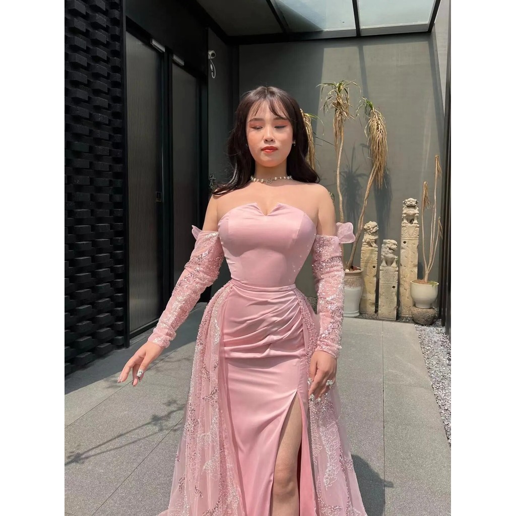 Pink Gowns Fashion Sexy Evening dress Luxury Party Dress For Women Wedding Party Graduation For 1