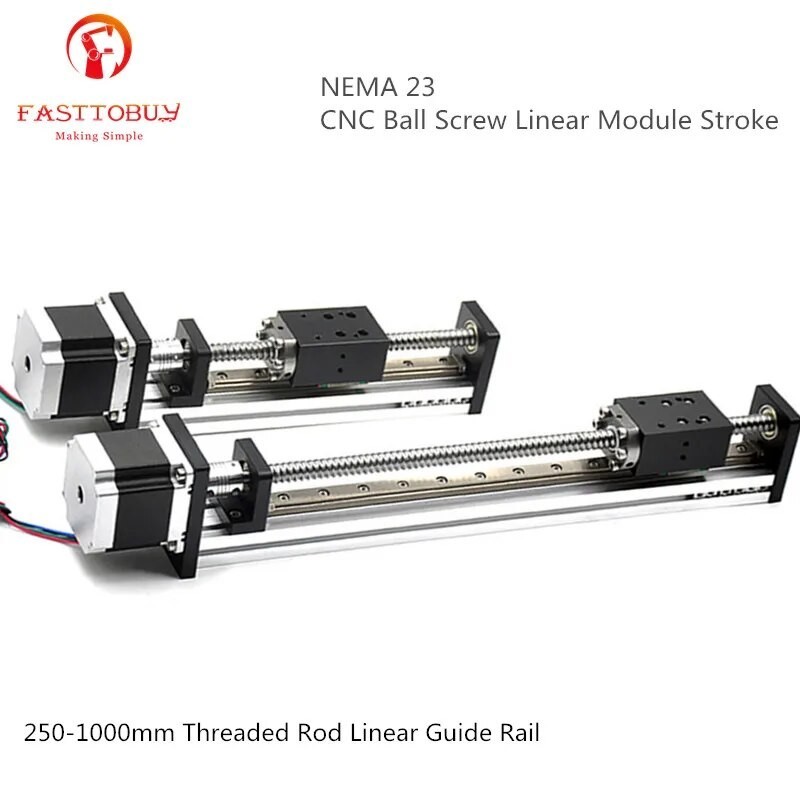 ☾40mm Threaded Rod Linear Guide Rail NEMA23 Stroke 2501000mm CNC Ball