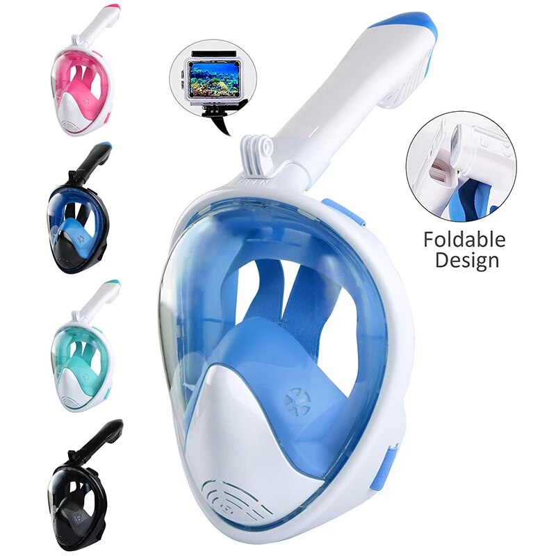 Diving Mask Collapsible Full Face Scuba Anti Fog Goggles with Camera ...