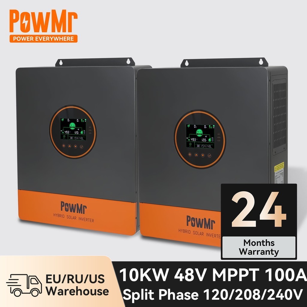 PowMr 10KW Hybrid Solar Inverter 48V to 120V 208V 240V Inverter MPPT ...