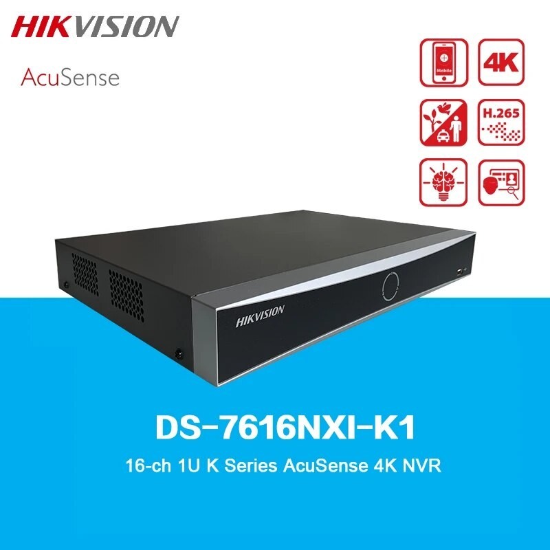 HIKVISION 16-ch 1U K Series AcuSense 4K NVR DS-7616NXI-K1, Two-way ...
