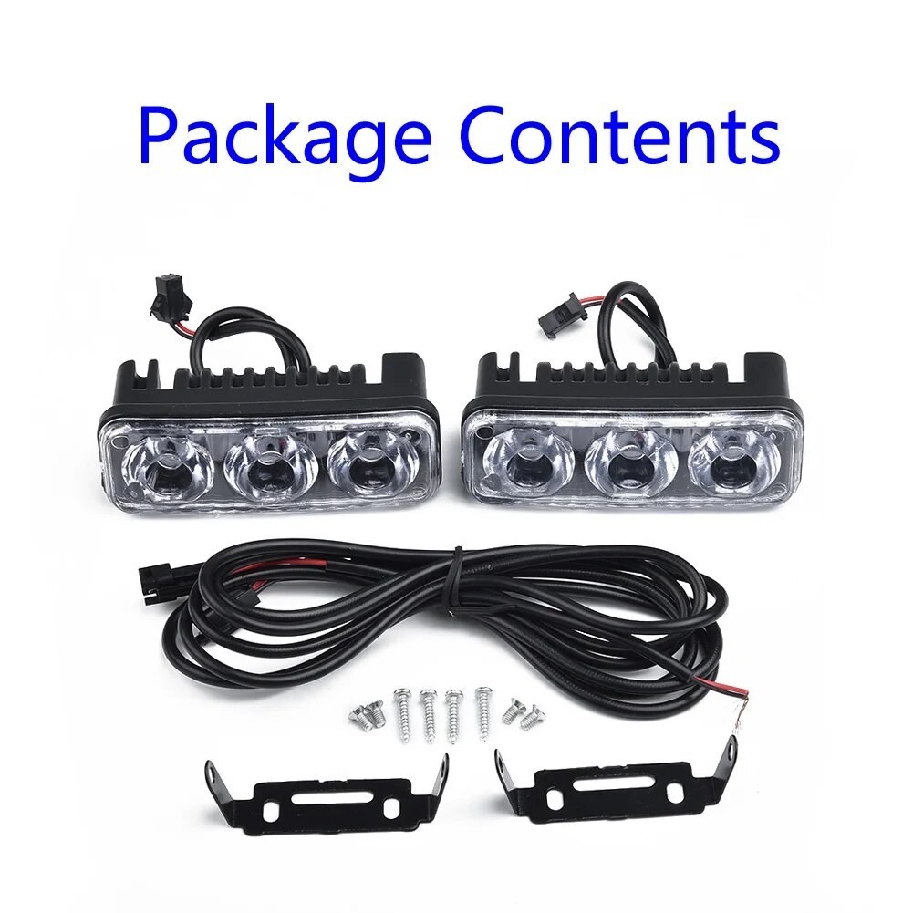2pcs 3LED Super White High Power Car DRL Daytime Running Light Fog Lamp ...