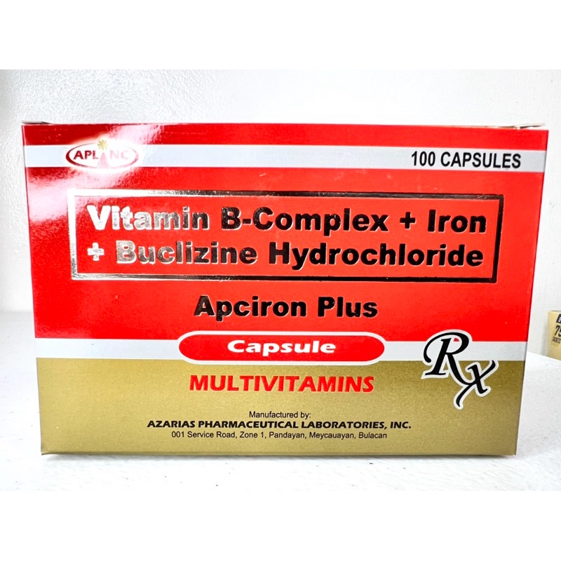 Pampagana Kumain VITAMIN B COMPLEX+IRON+BUCLIZINE HYDROCHLORIDE ...