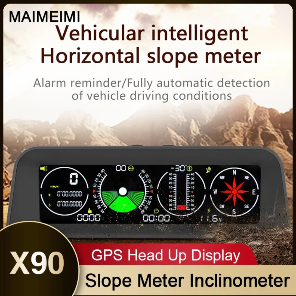 X90 GPS Digital Speedometer Head Up Display Car Slope Meter ...