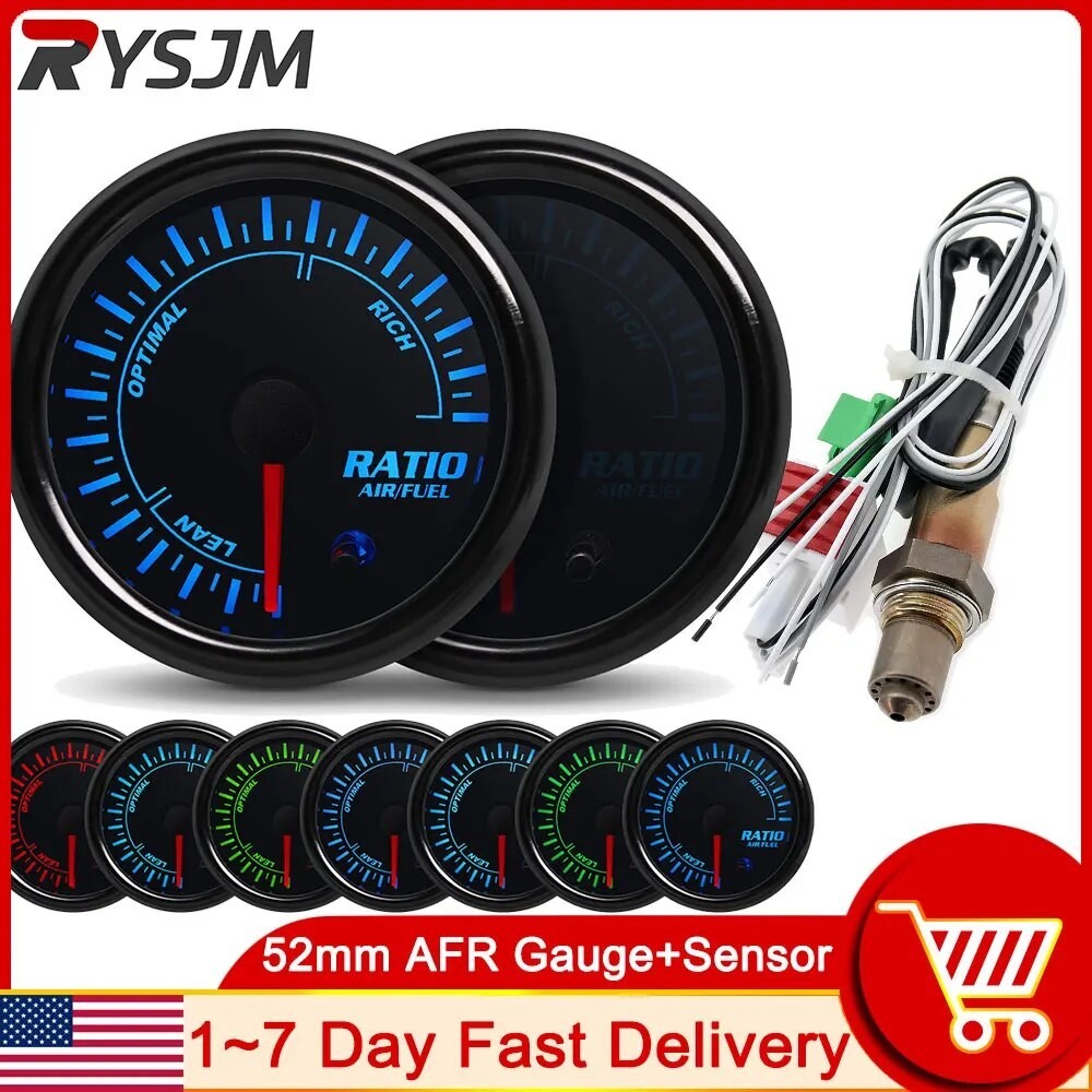 52mm Air Fuel Ratio Gauge with Narrowband O2 Oxygen Sensor Car AFR