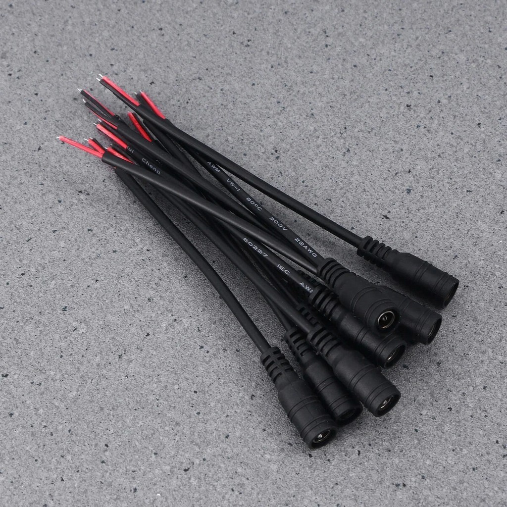 ~10 Pcs 55x21mm Female Power Connector Plug Cable Jack Adapter For Cctv Camera Black ☃f 5182