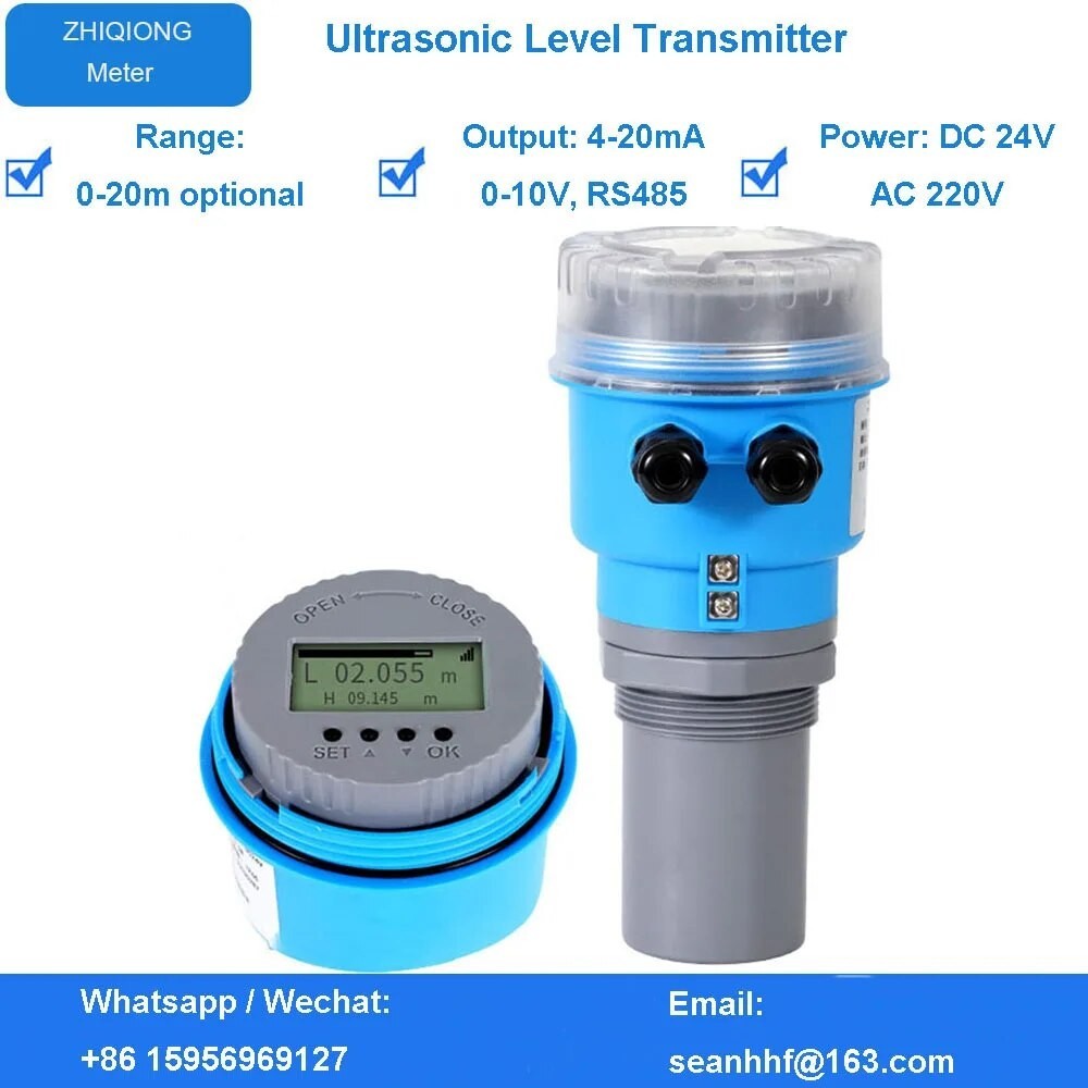 LED integrated ultrasonic level gauge level sensor 4-20mA RS485 level ...