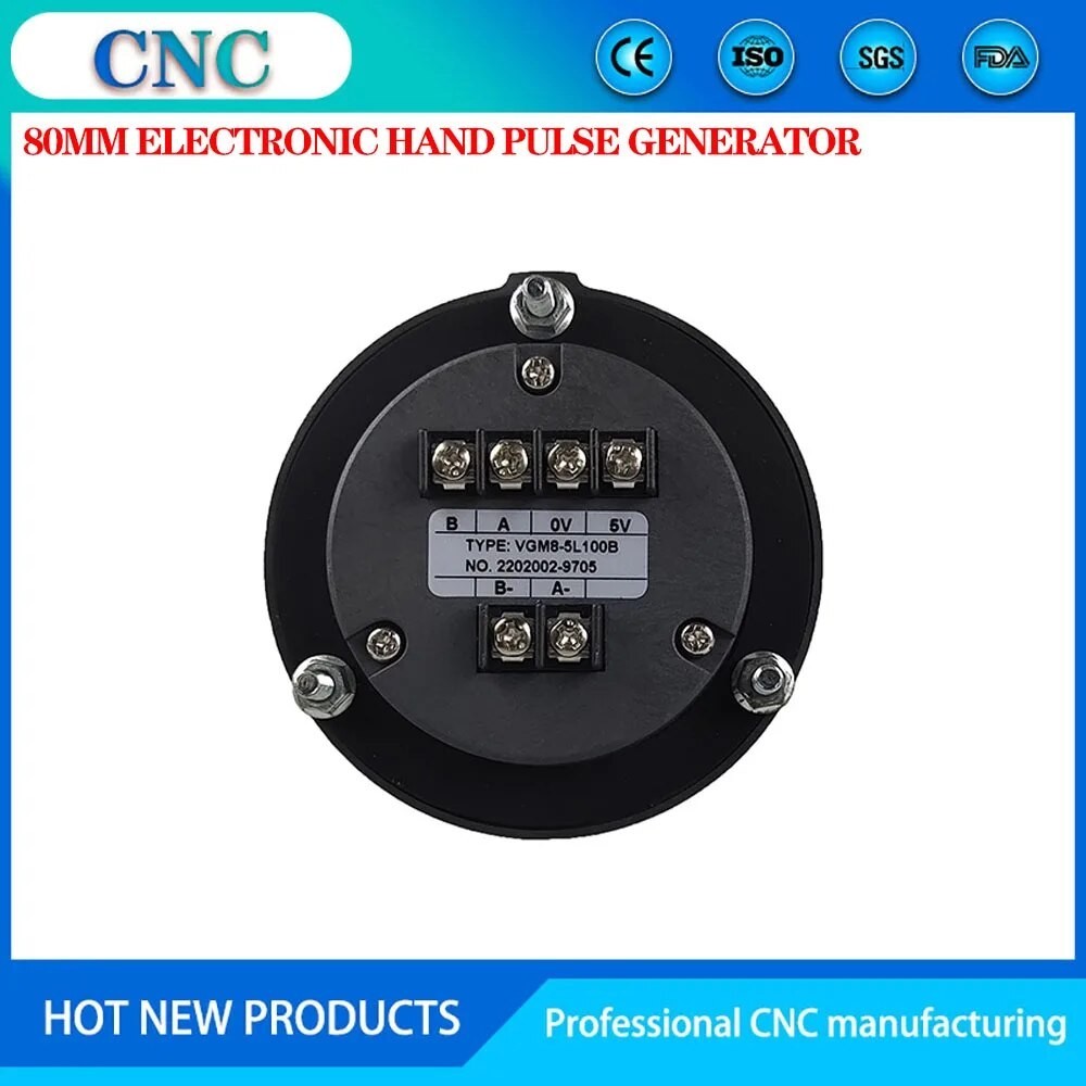 80mm CNC pulse generator handwheel 5V black white 100 pulse manual ...