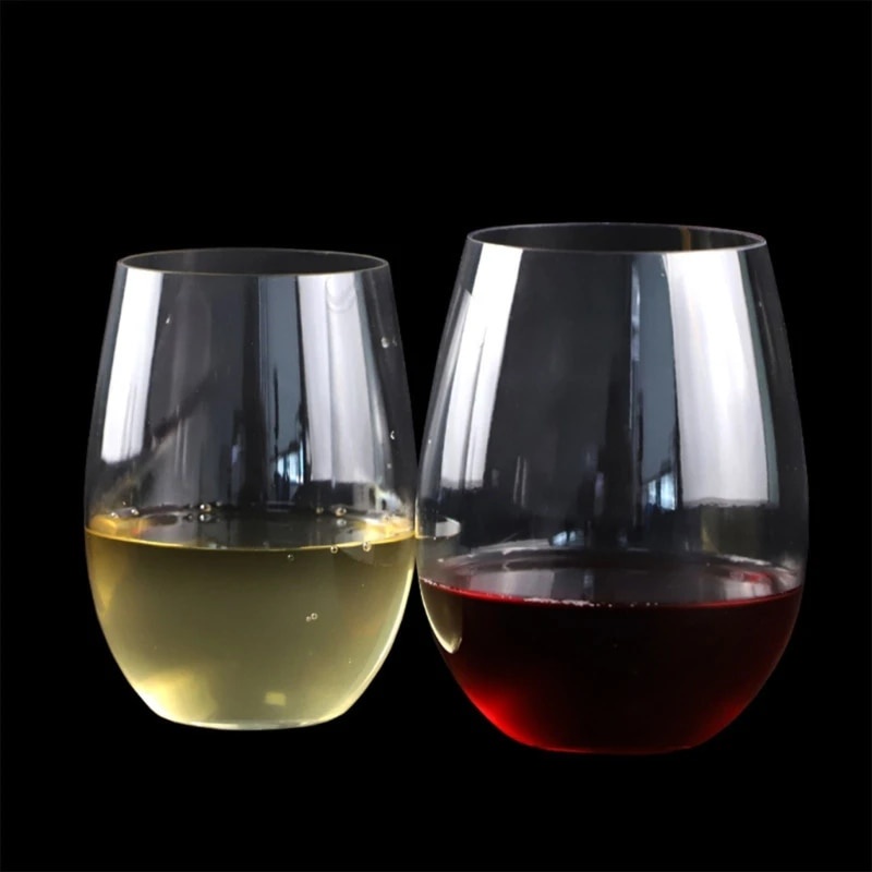 Plastic Stemless Wine Glasses Disposable 12 Oz 16 Oz Clear Plastic Wine ...