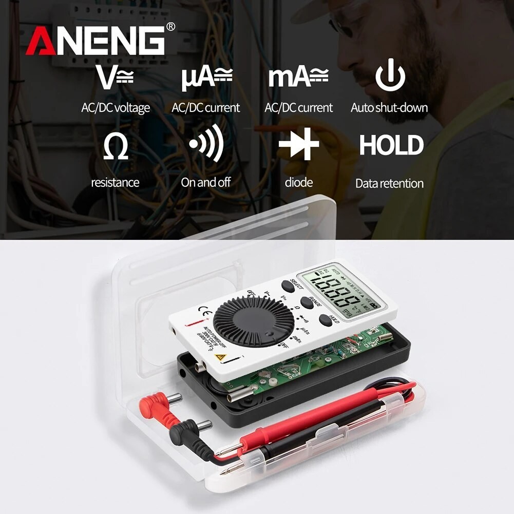 Card LCD Digital Multimeter AC/DC Voltage Current Resistance Tester ...