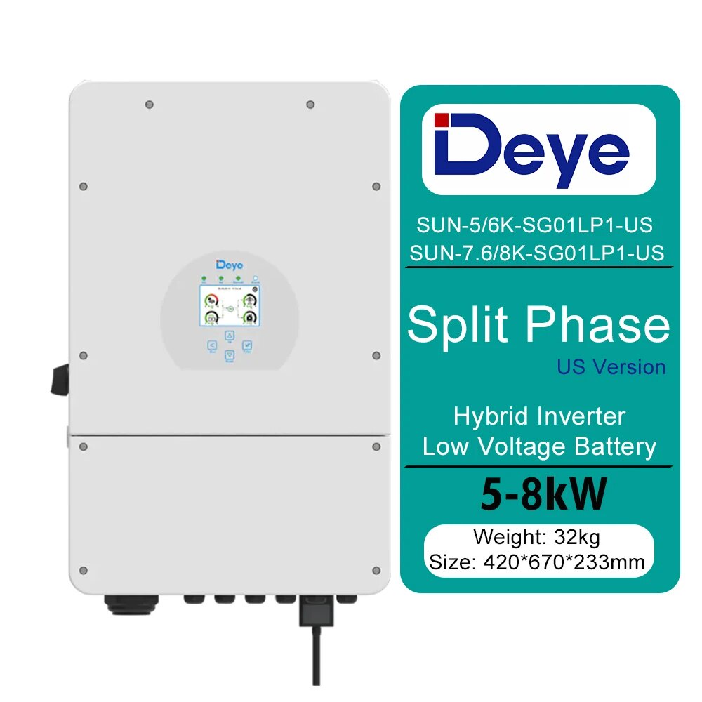 Deye US Version SUN-5/6/8K-SG01LP1-US 5KW 6KW 8KW Split Phase Hybrid ...