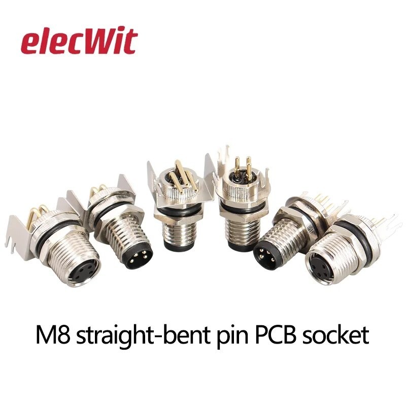 M8 Aviation plug socket 3/4/5 6 8 core PCB board waterproof straight ...