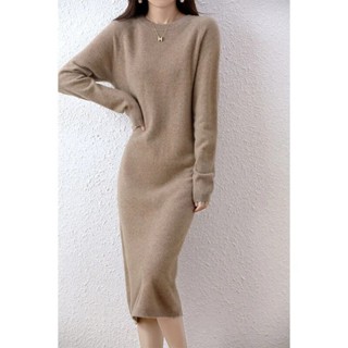 salable product 100 Sweater Sleeve Knitted Wool Autumn Dresses Elegant ...