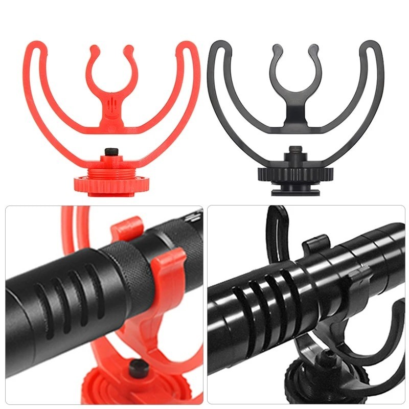 ☹1pc Camera Hot Shoe Shock Mount With Rycote Lyre Bracket For Rode