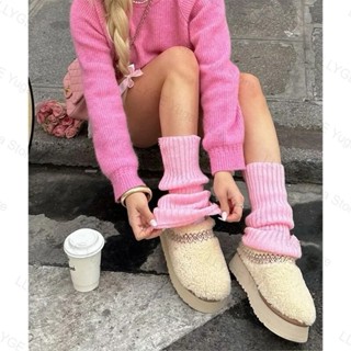 Lolita Long Socks Women Leg Warmers Knitted Warm Foot Cover White