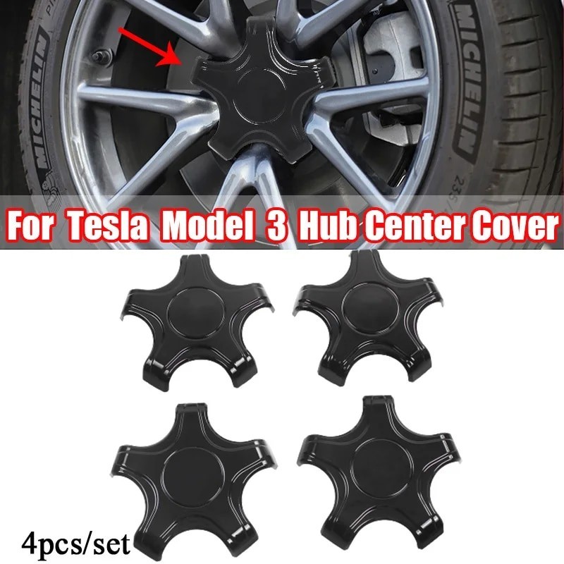 4Pcs Car Five Claw Wheel Center Caps Hub Cover For Tesla Model 3 Lug