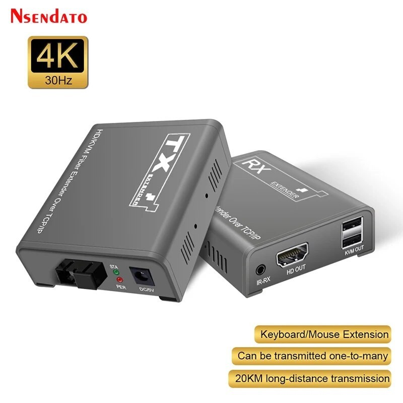 HDMI USB KVM Optical Extender 4K 20KM TCP IP KVM Extender HDMI Over SC FC Fiber USB 2 0 Sharing