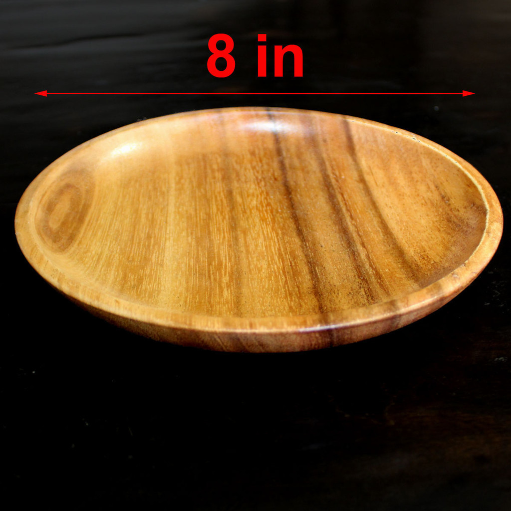 SANDERWOODAC 4 pcs Round Wooden Plate - Medium Size Dinner Plate 1x8x8 ...
